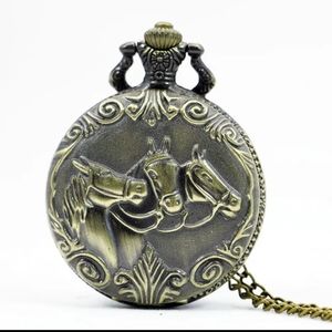 NWOT Horse Quartz Pocket Watch Cha…